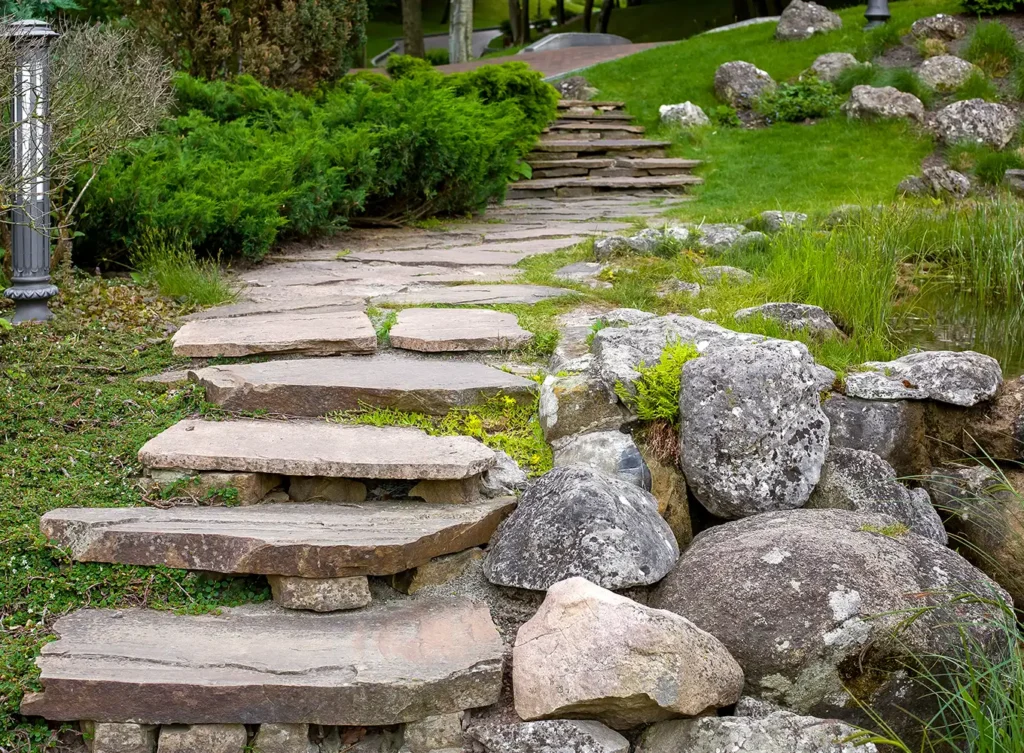 stone walkway & natural stone stair hardscaping belleville illinois and columbia illinois